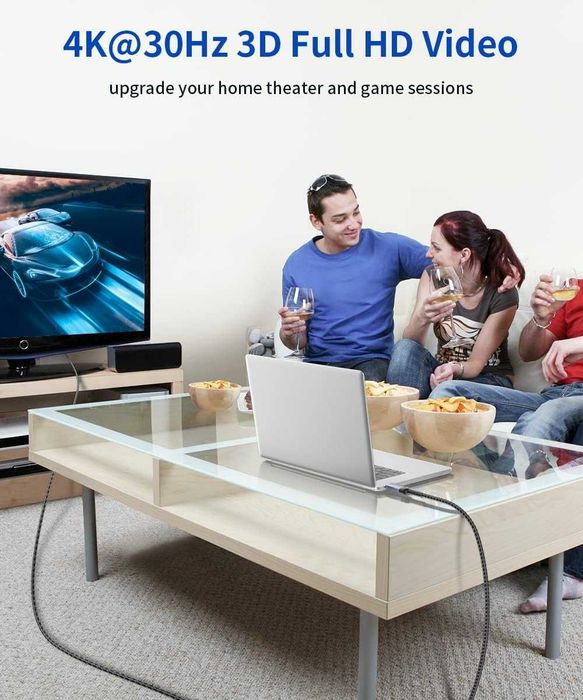 Cablu JSAUX 4K DisplayPort la HDMI 1 metru,Video UHD 2K-120Hz/4K-30Hz