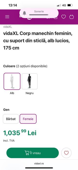 Manechini, Corp feminin cu suport din sticla,expunere haine,alb lucios