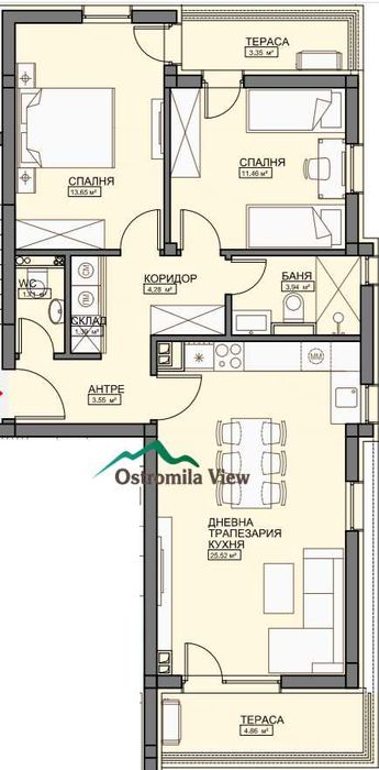 Продава се Тристаен апартамент в Пловдив, Остромила - 105 кв.м за 1298 €/кв.м - Снимка #7