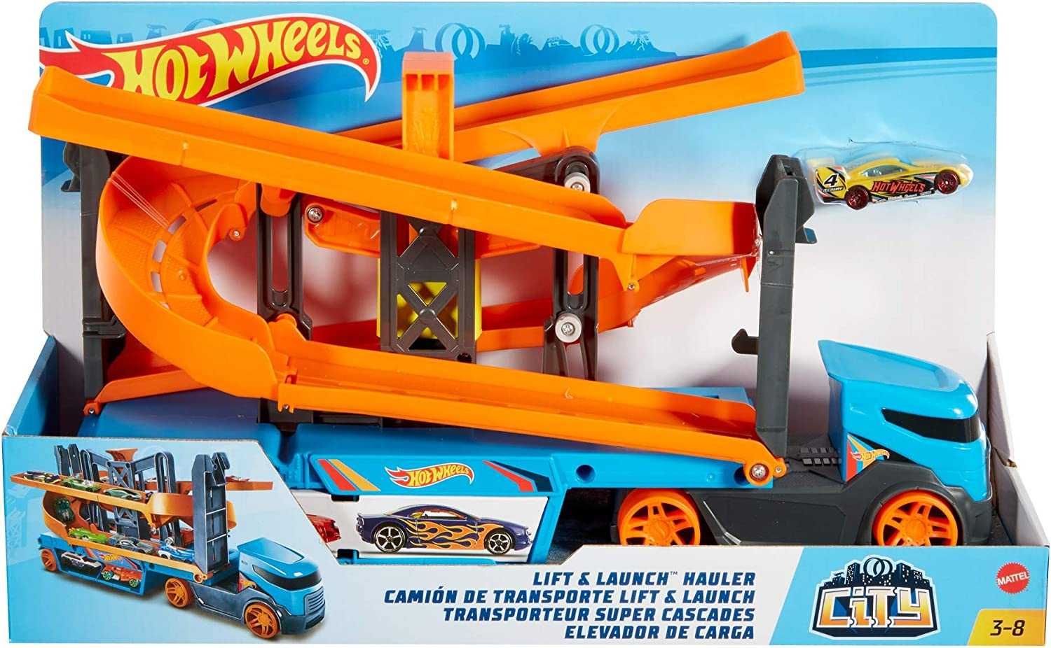 Hot Wheels Камион Автовоз Писта 1 Колa Повдигащ Изстрелващ Механизъм