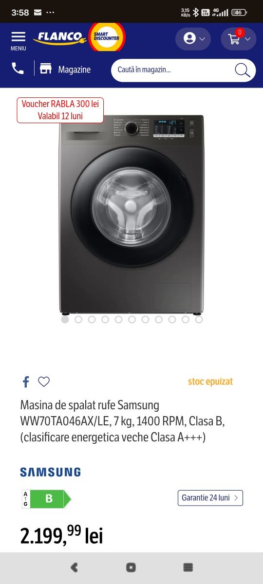 Masina de spalat rufe Samsung WW70TA046AX/LE