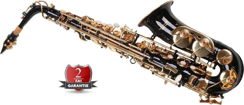 Saxofon Alto Karl Glaser Eb (Mi bemol) NEGRU clape aurii NOU