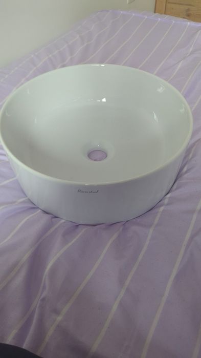Lavoar pe blat, Romstal,ceramica, alb, 38x38x14cm