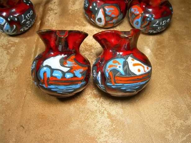 Set servit bauturi calde, ceramica neagra glazurata, colectie, vintage