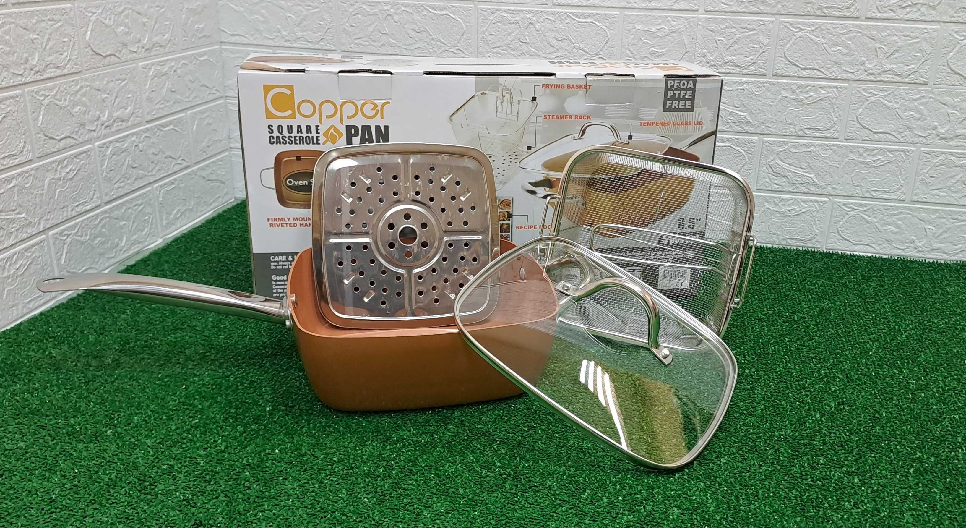 Copper Chef Pan квадратен тиган със стъклен капак-5 начина на готвене