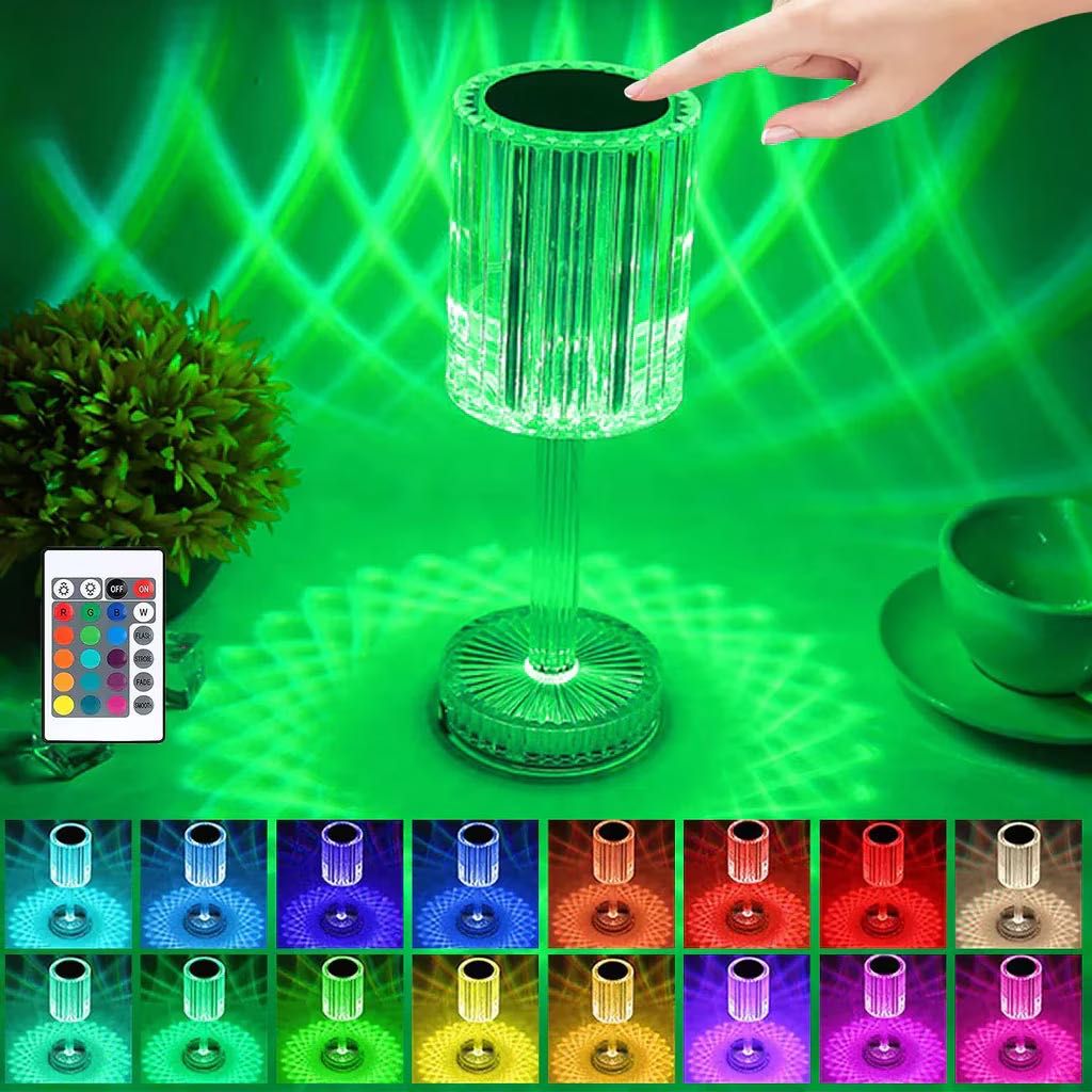 Кристална LED настолна лампа DIAMOND дистанционно управление RGB