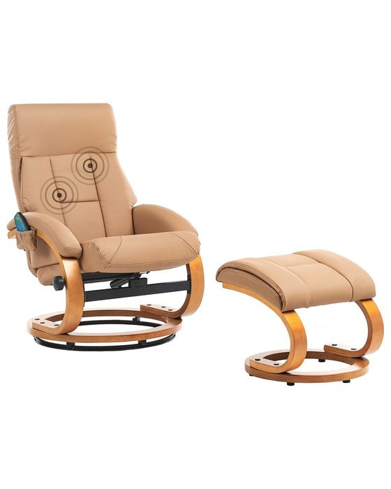 NOU Fotoliu cu taburet FORCE, funcții masaj, beige