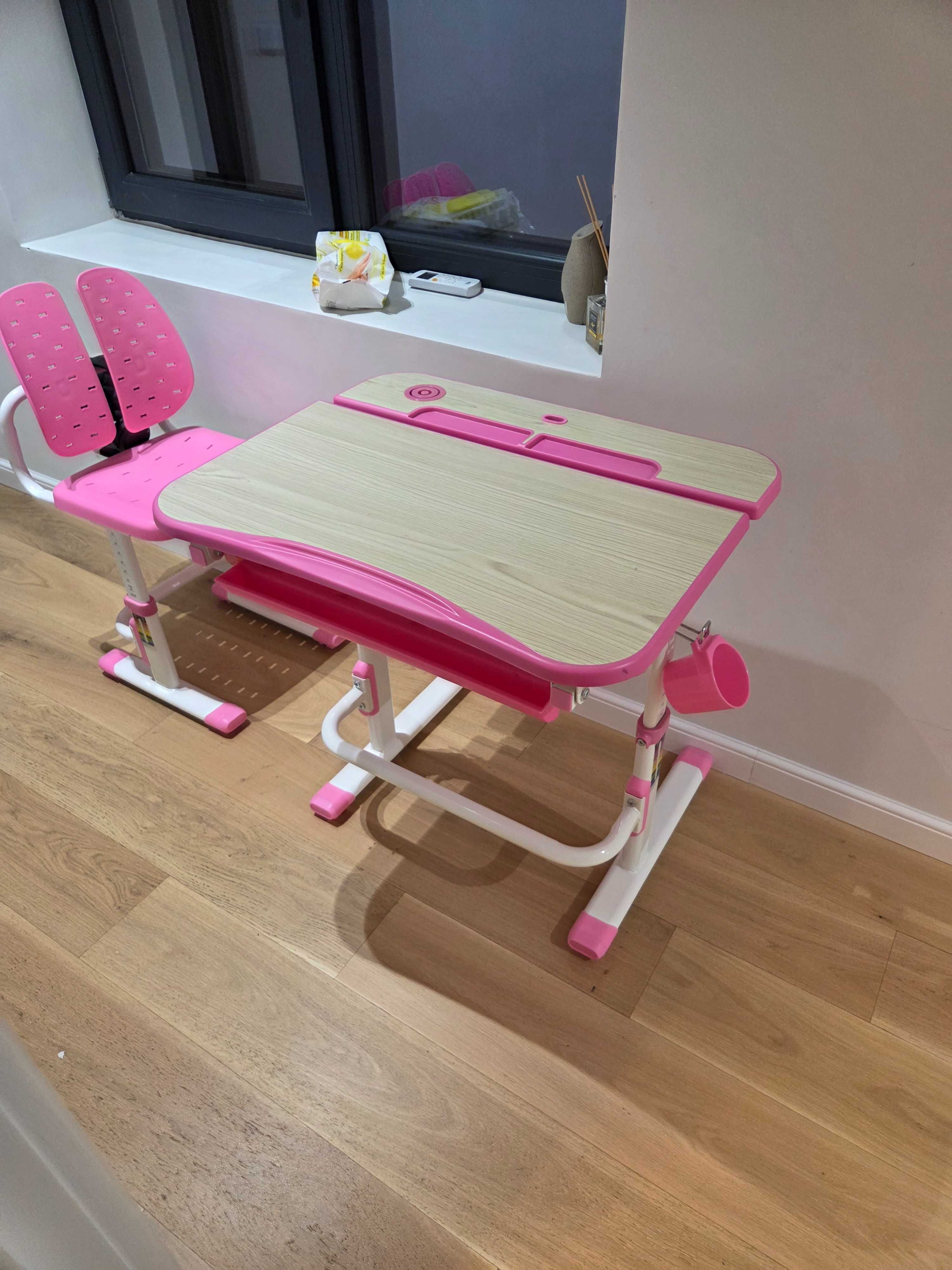 Birou si scaun ergonomic copii roz ErgoK