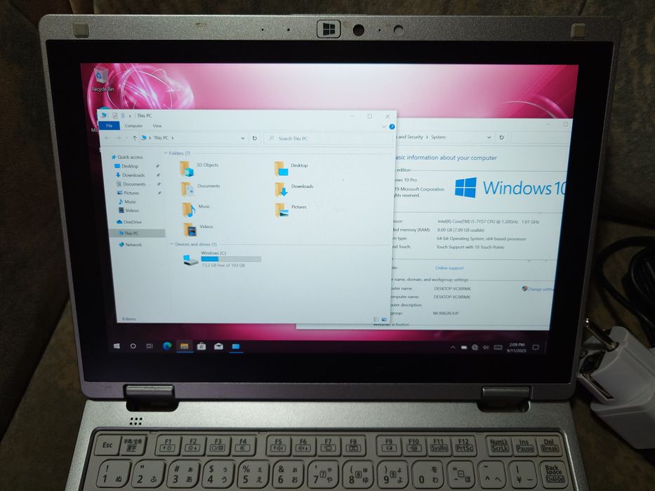 Laptop Panasonic RZ6 I5 7Y57 diagnoze auto touch 8gb ram ssd 128