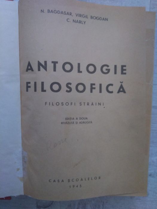 Antologie filosofică de Nicolae Bagdasar, ediția 1943