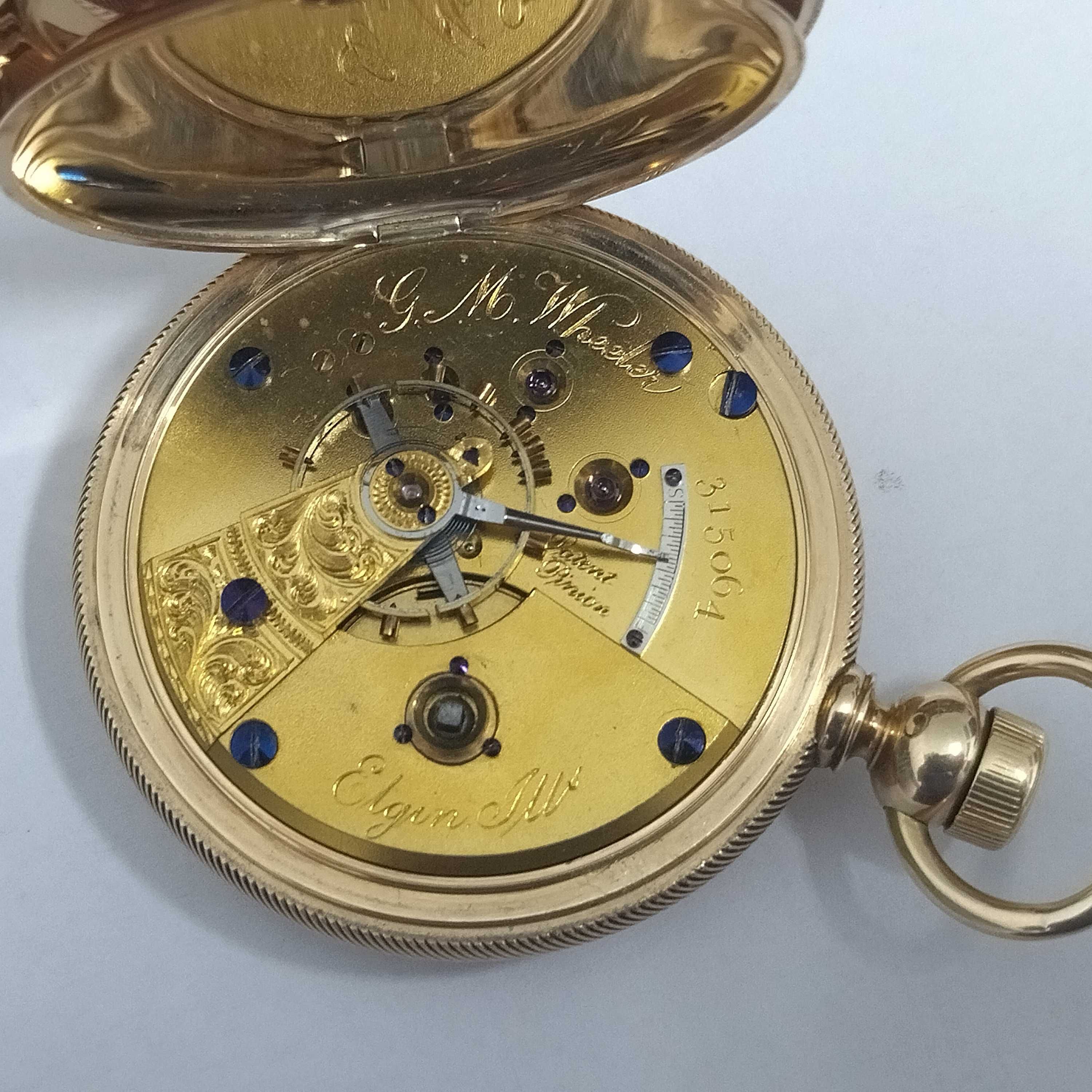 ELGIN джобен часовник, златен 14к, перфектен, рядък