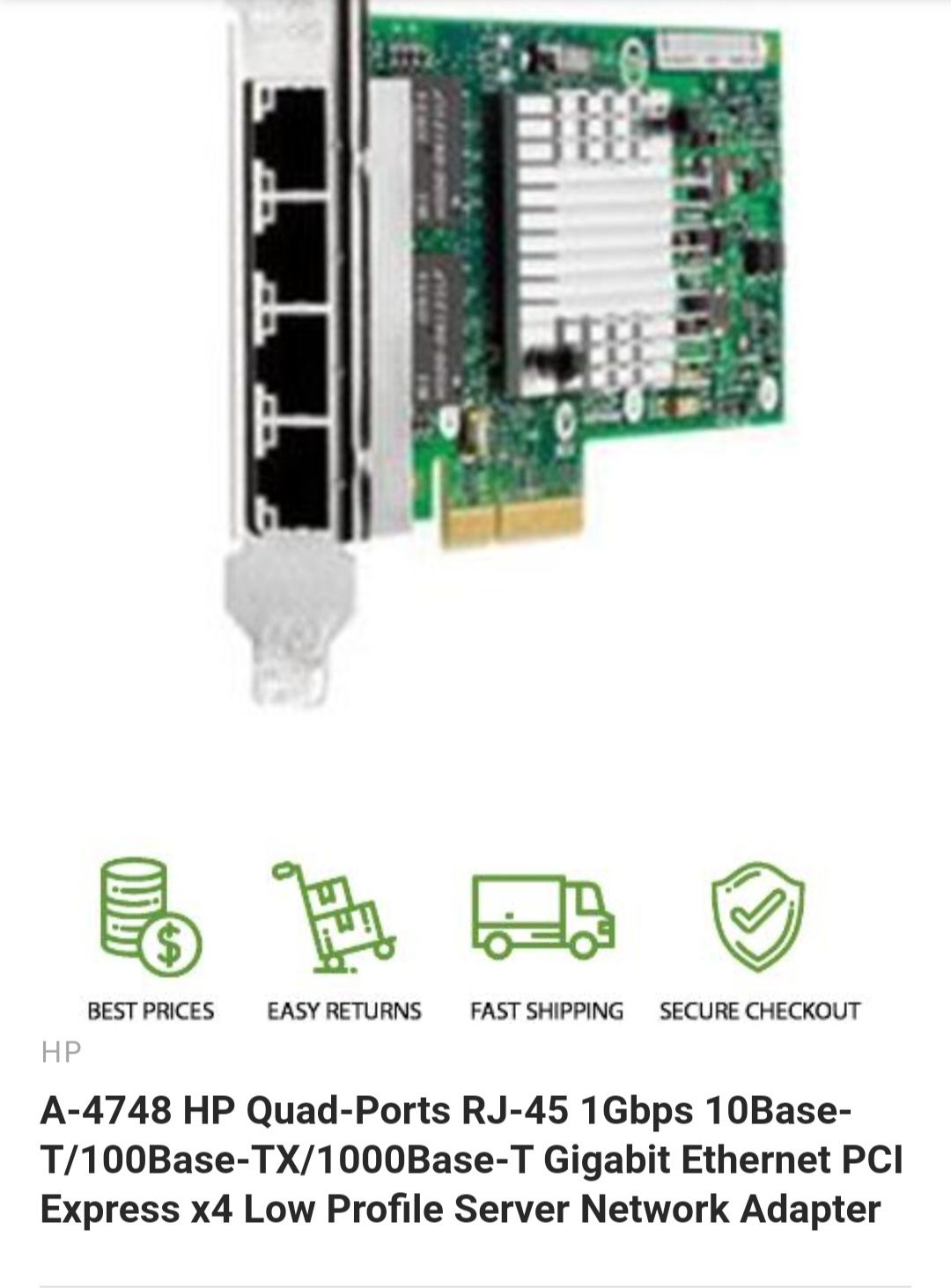 vand placa retea 4 porturi x 1 Gb HP Quad-Ports RJ-45 1Gbps 10Base.