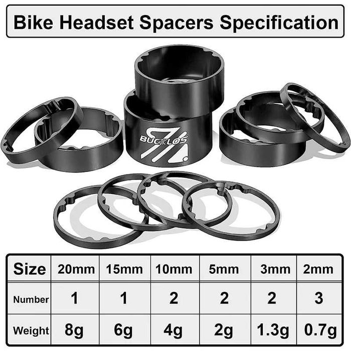 Set 11 distantiere furca bicicleta, aliaj de aluminiu ultrausoare