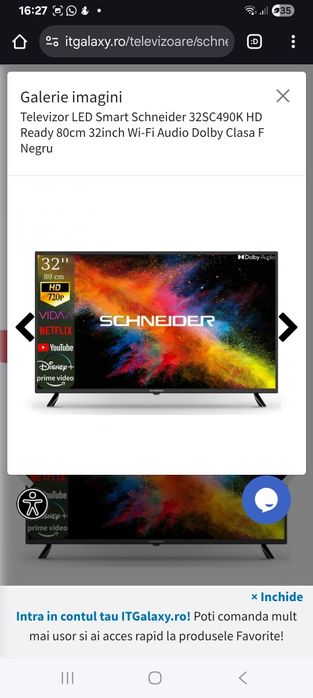 Smart TV Schneider, LED HD, 82 cm, sigilat