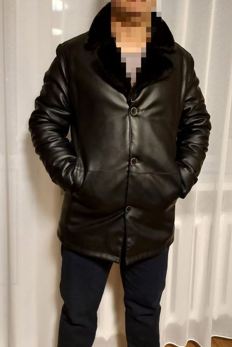 Куртка зимняя, классика, кожзам, новая
