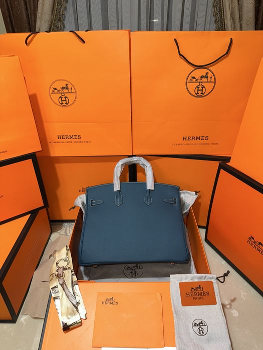 Geanta Hermes Birkin 35cm Turcoaz/accesorii gold