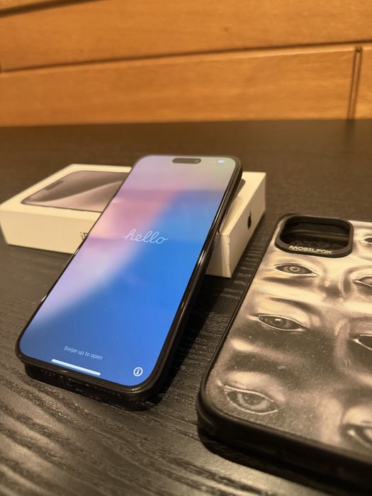 iPhone 15 Pro Max 256 GB Black Titanium, Full Box, Neverlocked + Husa