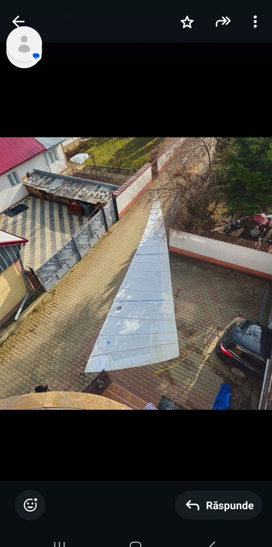 Pânză velier 13 m lungime 3, 35 baza de jos.