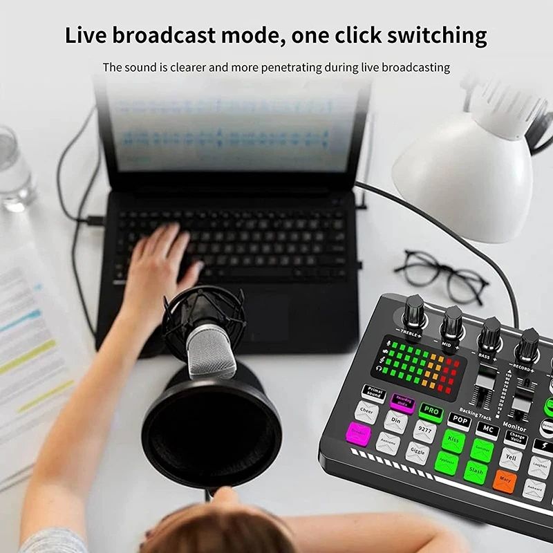 Mixer Audio Bluetooth cu efecte de sunet Live Podcast Broadcast Radio
