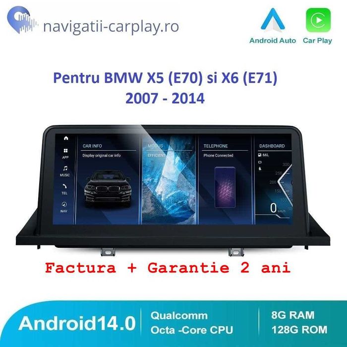Navigatie Android BMW X5 (E70) și X6 (E71, E72) cu unitate CCC, CIC