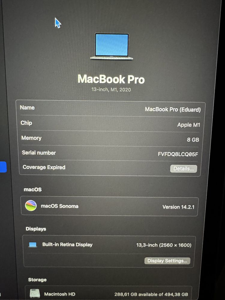 Macbook Pro 13inch M1 512 Accept SCHIMB