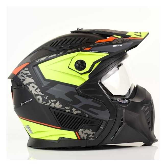 Мото каска LS2 OF606 Drifter Devor Matt Black/Hi-Vis Yellow,XL 61-62