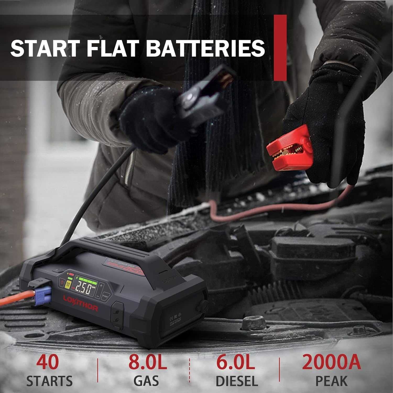 Starter auto, Lokithor, 20000mAh, Compresor 10-150 PSI, 12V