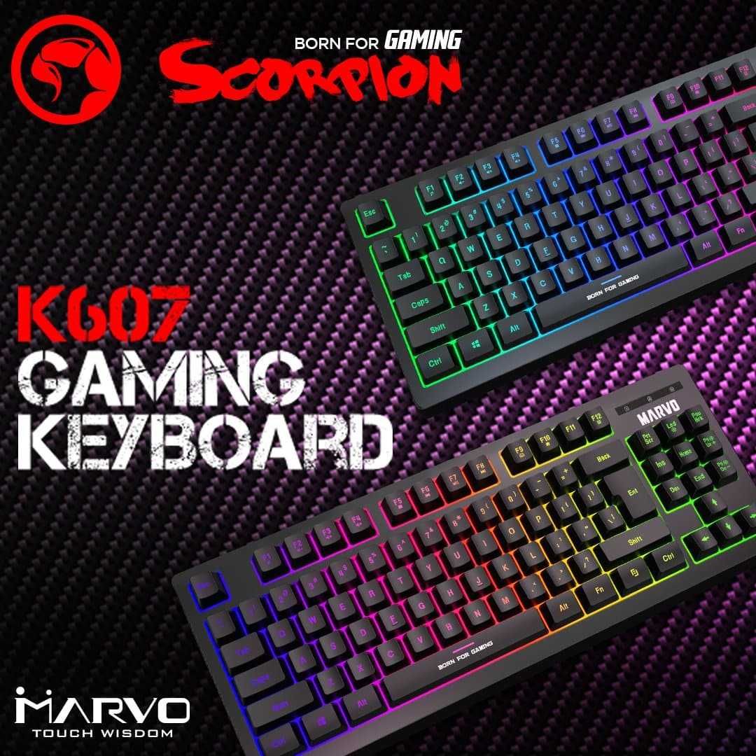 Гейминг Клавиатура Marvo - K607 ,RGB цветна  , мембранна , нова