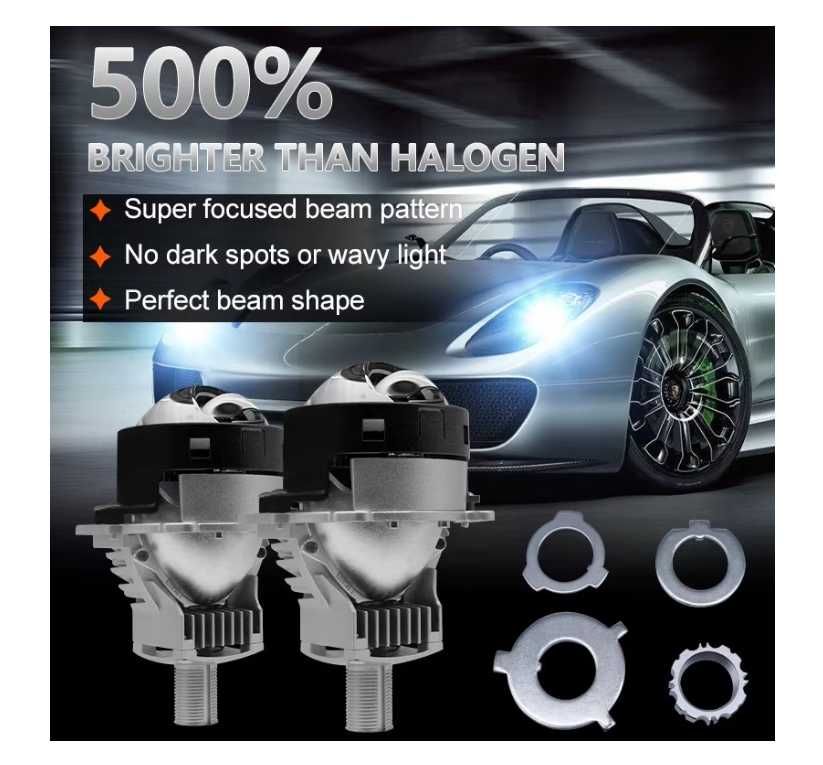 Bi-LED лупи за вграждане във фарове, 3 инча,  90W, к-т 2бр