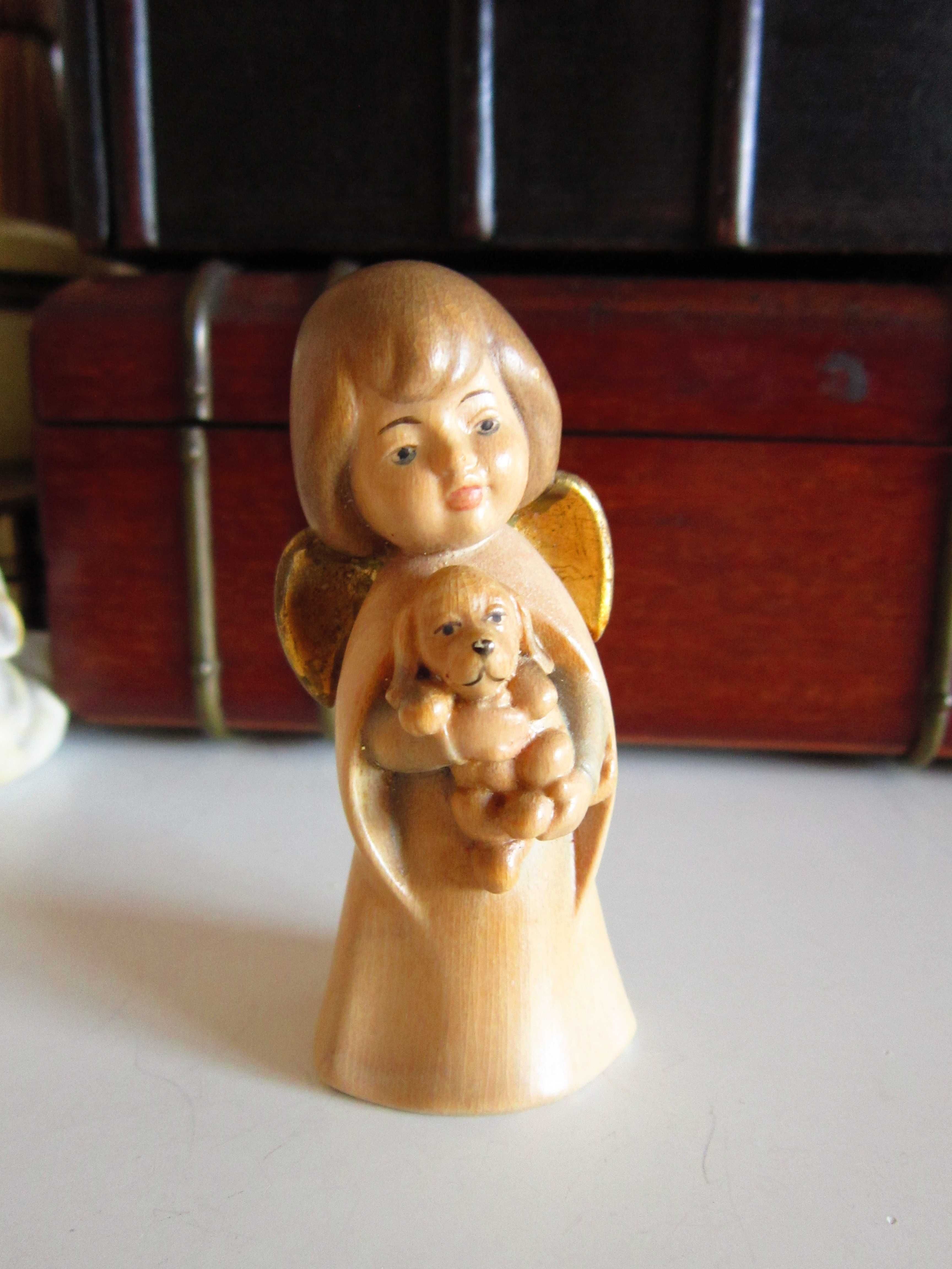 cadou rar Inger cu cățeluș handmade lemn Germany'80
