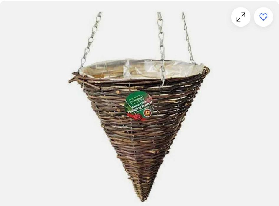 Cos suspendat din ratan natural pentru flori Kingfisher UK , Nou
