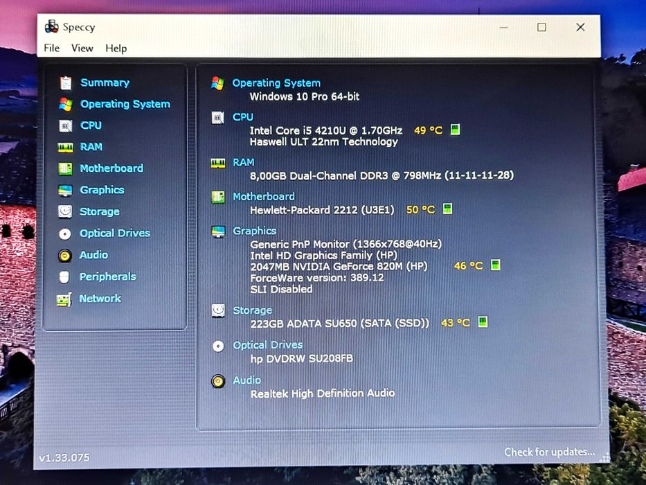 Vand laptop HP250 G3 /i5-4210U-8 GB RAM-SSD 240 GB-NVIDIA GeForce 2 GB