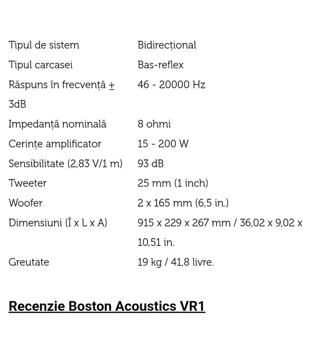 Boston acoustics VR1