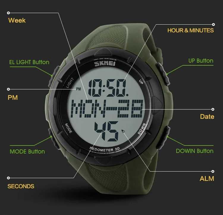 Ceas electronic SKMEI Pedometru 3D Digital Watch