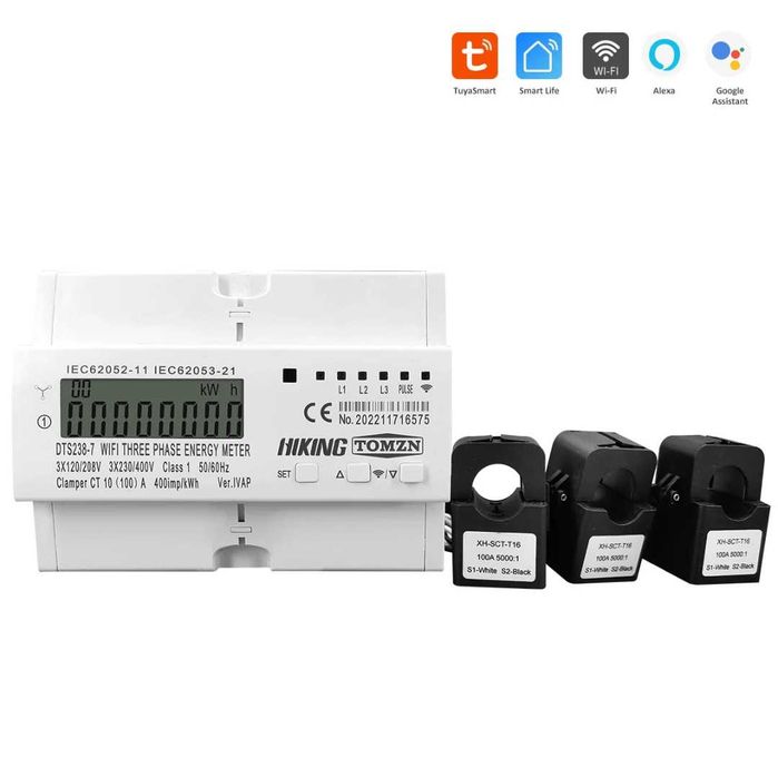 100A TUYA WIFI трифазен двупосочен електромер