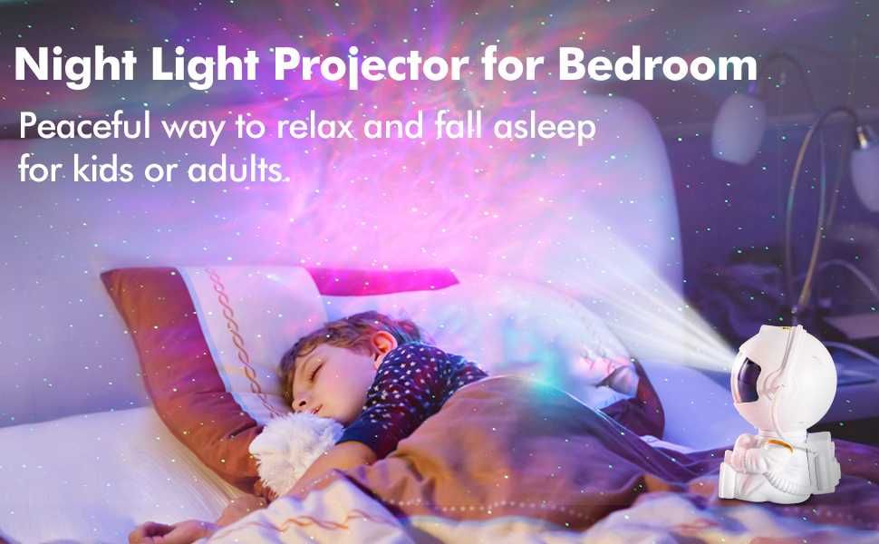 Нощна лампа, деца, детска лампа, детска стая, дете, астронавт проектор