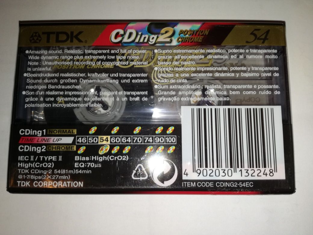 Casete audio chrome TDK CDing2 sigilate