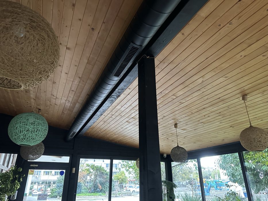 Дървен навес с плъзгаща немска дограма