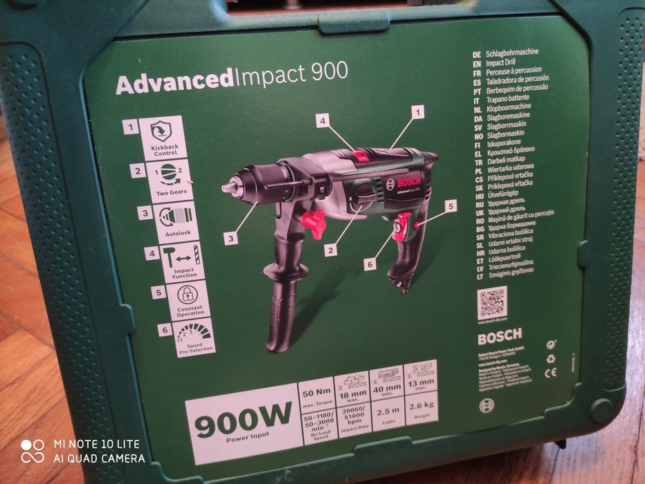 Bormașină Bosch AdvancedImpact 900 – 900W, nouă, cu percuție