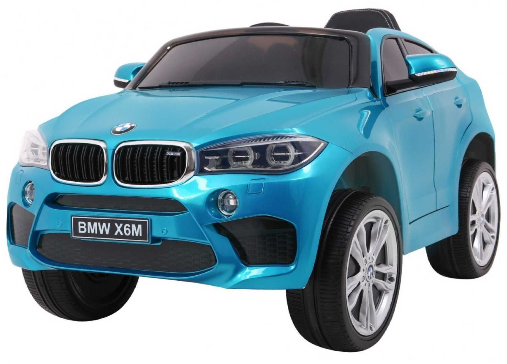 Masinuta electrica copii 1-6 ani BMW X6M Roti Moi,Scaun Piele Blue Met