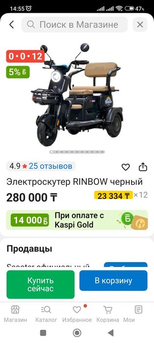 Трицикл электро байк