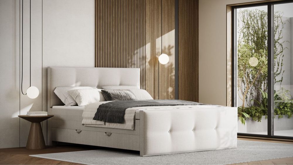 Pat boxspring cu 2 lazi de depozitare