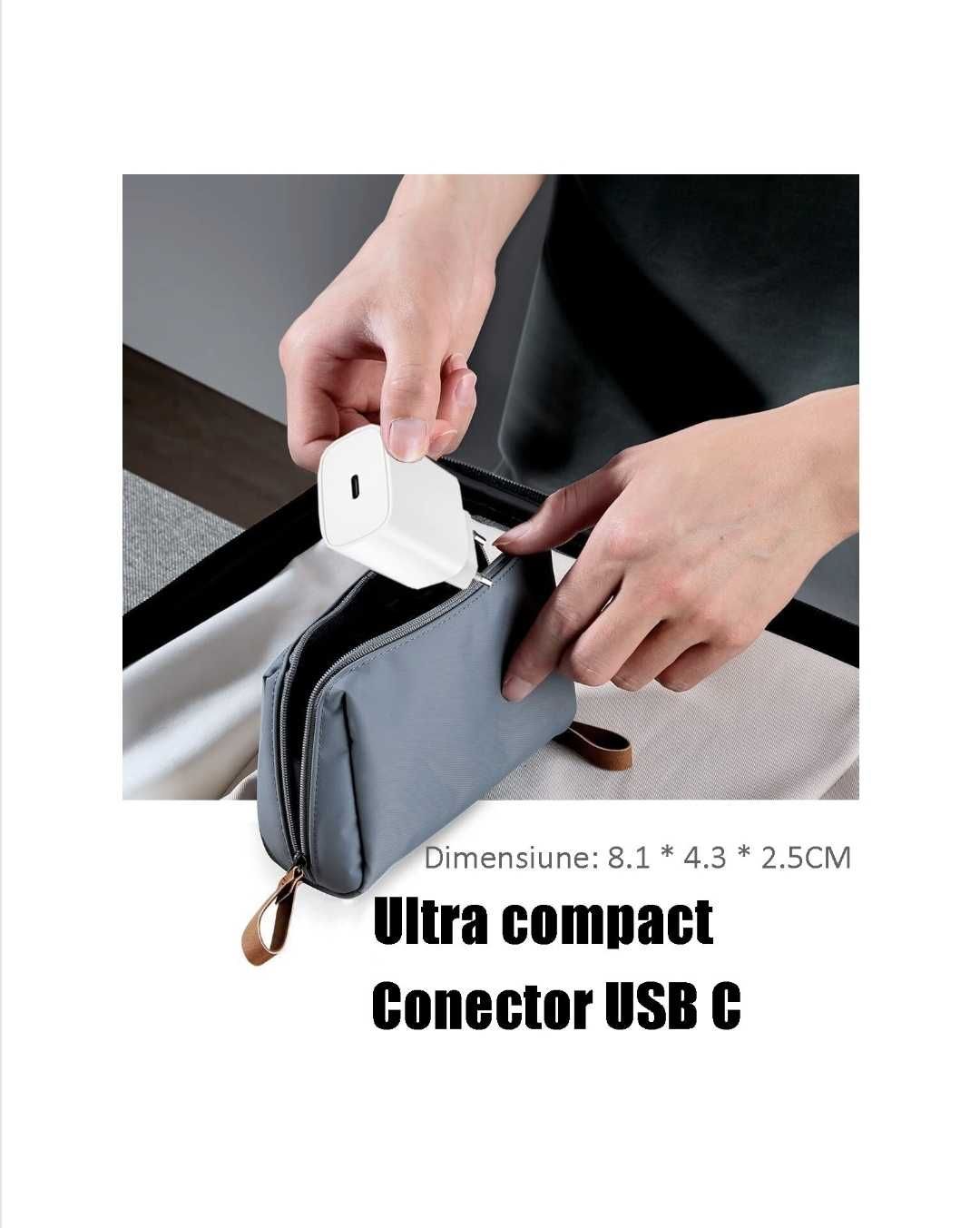 Incarcator retea,Quick Charge,20W, USB Tip-C, Alb