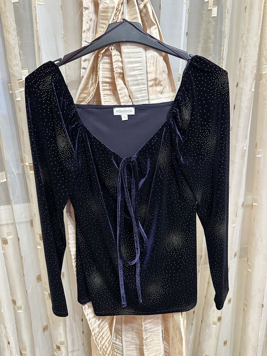 Bluza eleganta, albastru cu insertii aurii