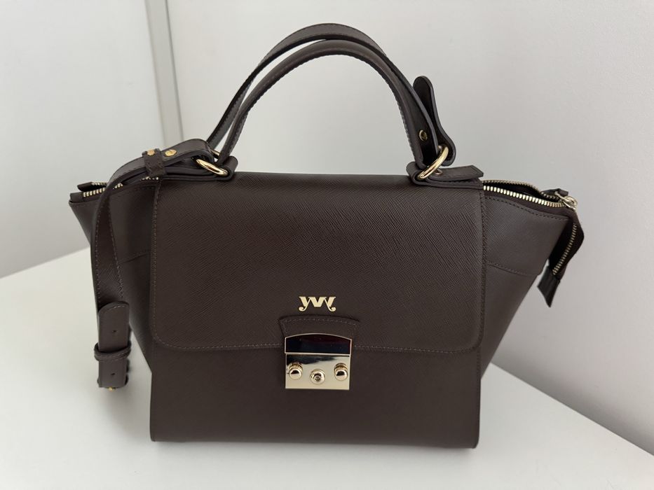 Geanta din piele naturala Yvy Bags. Nuanta maro.