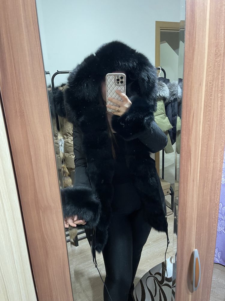 Geaca noua parka cu blana naturala XS-S