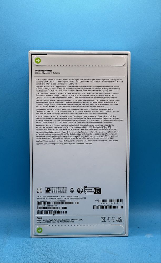 НОВ!!! Apple iPhone 15 Pro Max, 256GB, 5G, White Titanium