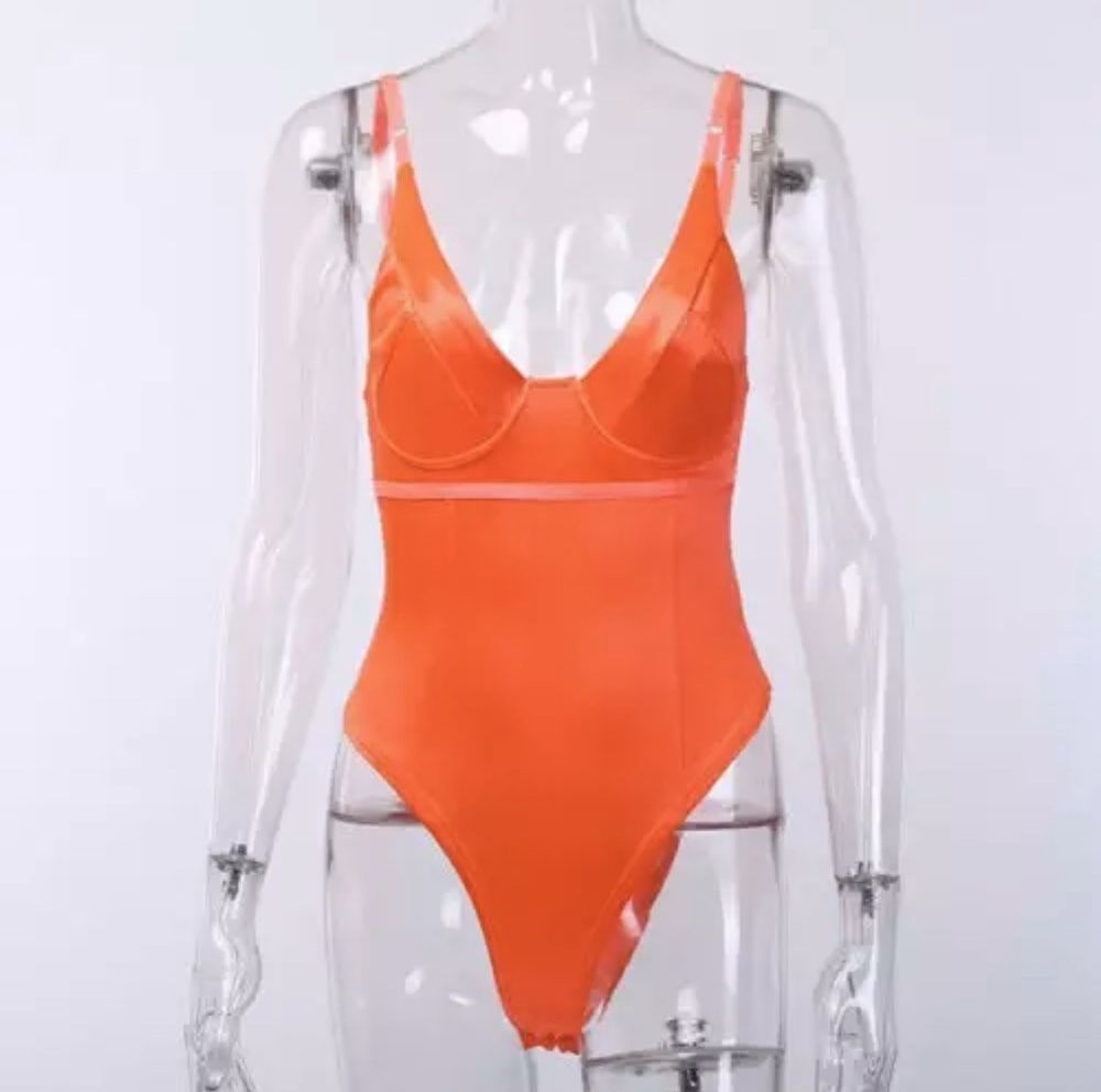 Body Top Maieu B1 portocaliu neon cupe intarite stil Zara