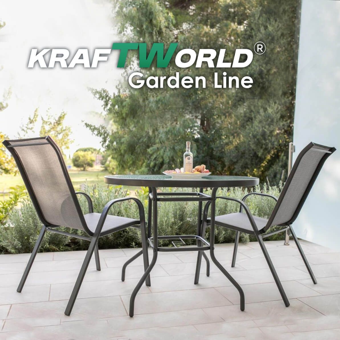 Градински Kомплект Capri – 4 Стола и кръгла Маса Kraftworld Gardenline