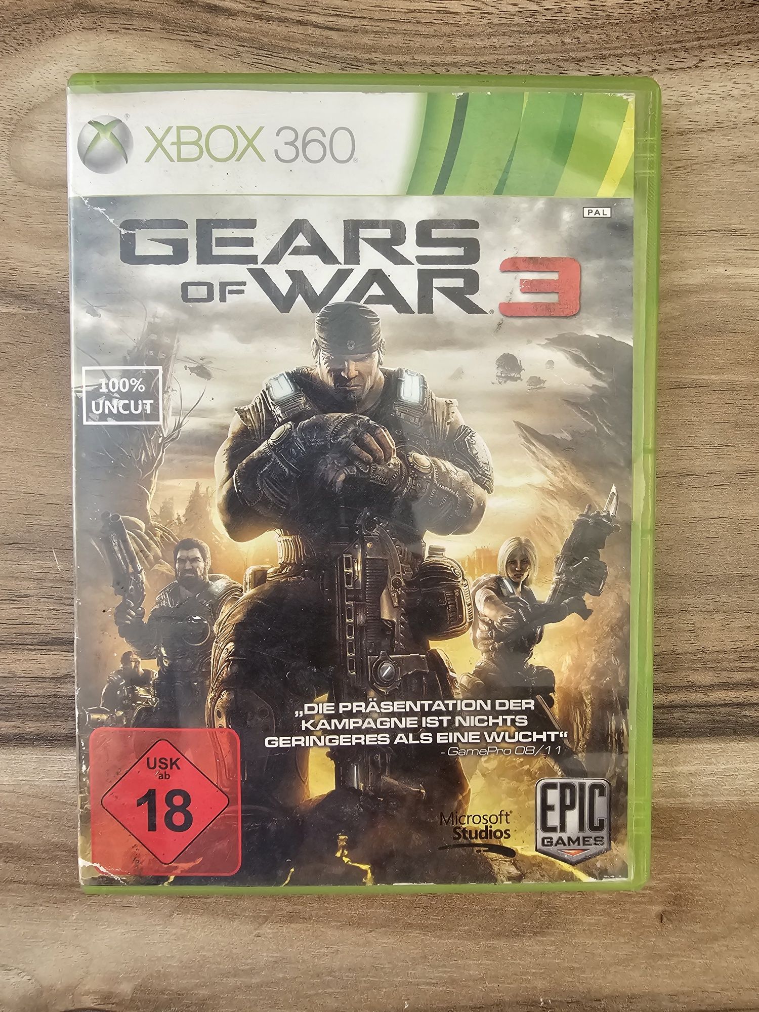 Gears of War 3 за Xbox 360–Отлично състояние, оригинална кутия и диск